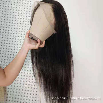 28 Inch Long Black Body Wave Wigs, Right Side Parting Natural Looking Wigs for Women, Full Lace Frontal Human Hair Wigs